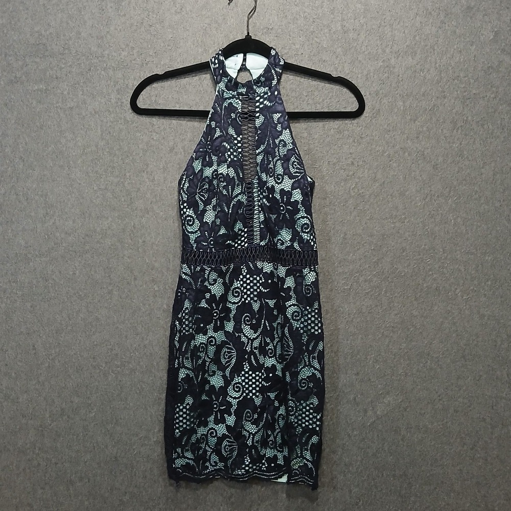 B Darlin sz0 Lace Lined Halter Mini Dress Indie Sleaze Boho Y2K Party 2010s